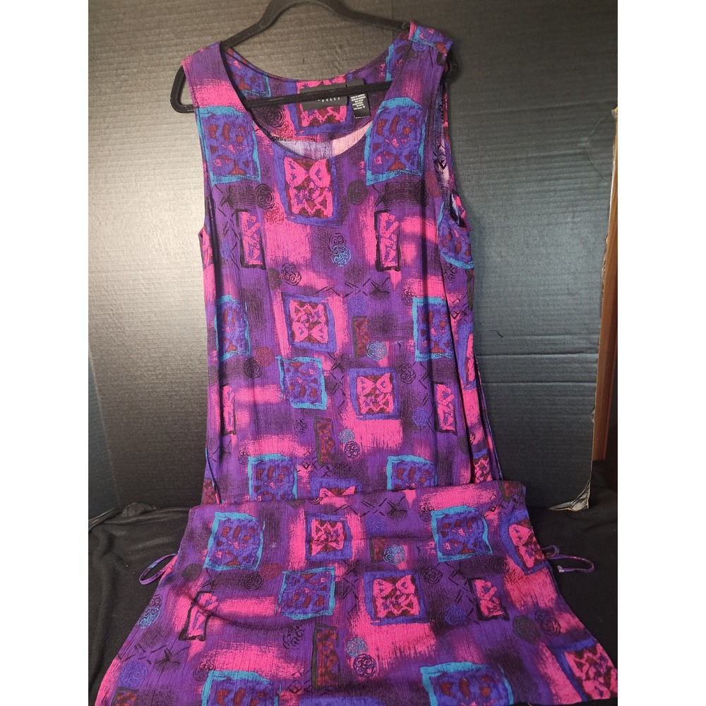 Sage Harbor Dress Purple Pink Abstract Geometric Rayon Maxi Dress Womens 18
